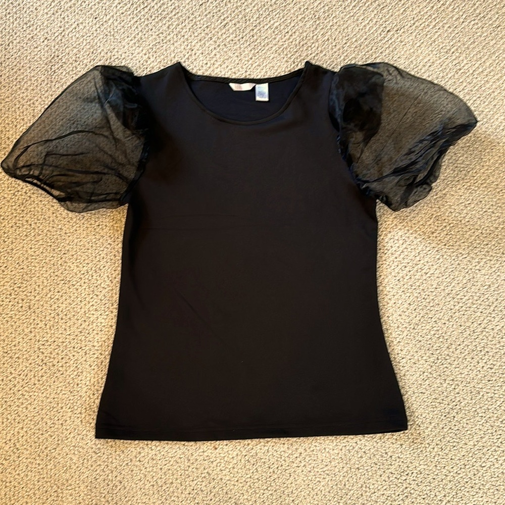 Kaktus Black Sheer Sleeve top Sz Small